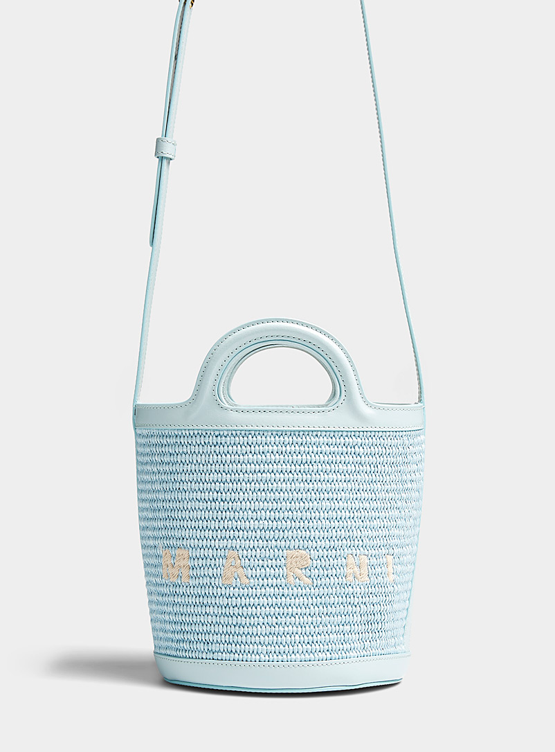MARNI Baby Blue Raffia bucket bag for women