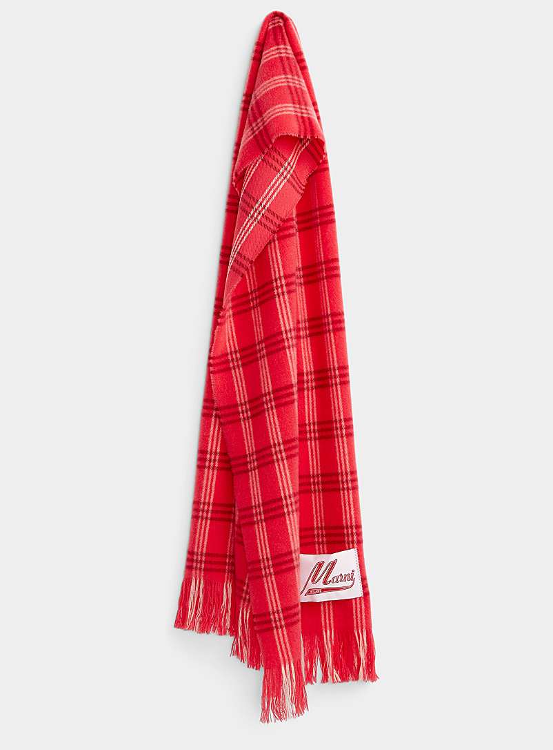 MARNI Patterned Red Signature label alpaca wool scarf for women