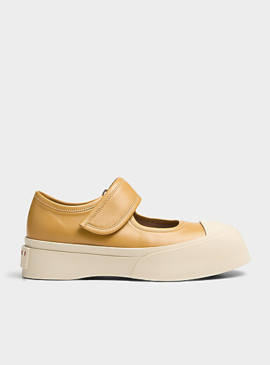 MARNI: La Mary Jane plateforme cuir caramel Miel - Chameau pour femme