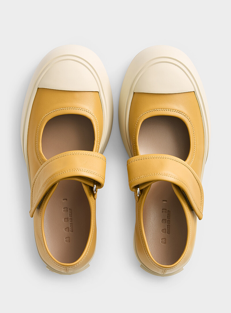MARNI Honey/Camel Caramel leather platform Mary Janes for women