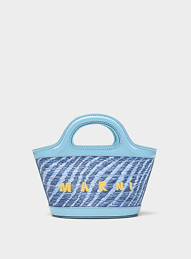 MARNI: Le petit sac seau Tropicalia z&eacute;brures Bleu p&acirc;le - Bleu ciel pour femme