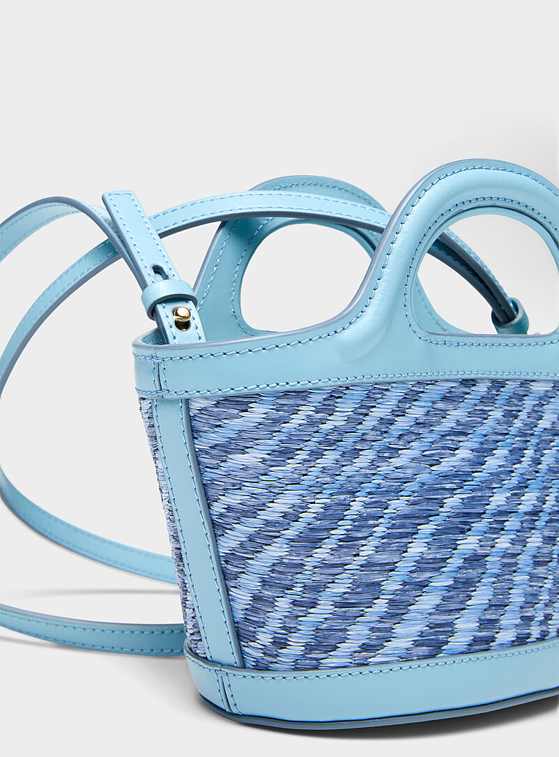 MARNI Baby Blue Tropicalia zebra stripes small bucket bag for women