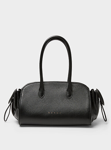 MARNI Black Leather adjustable strap handbag for women