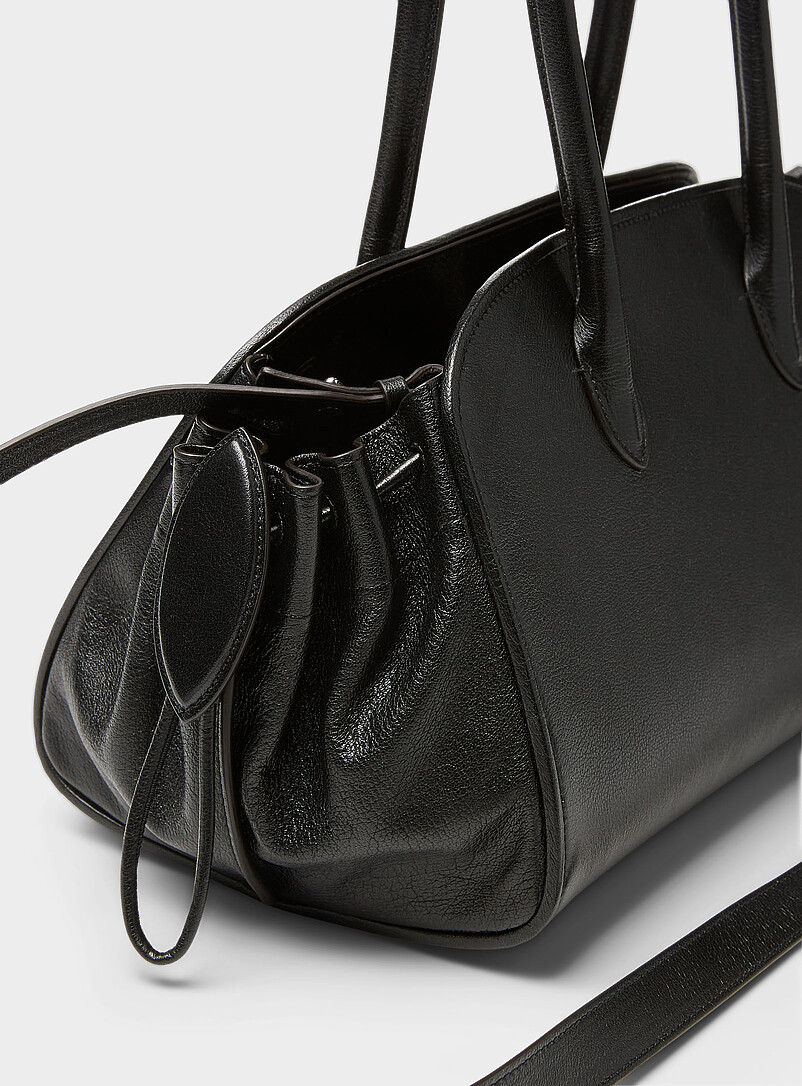 MARNI Black Leather adjustable strap handbag for women