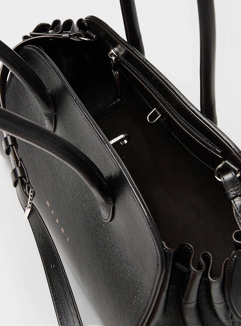 MARNI Black Leather adjustable strap handbag for women