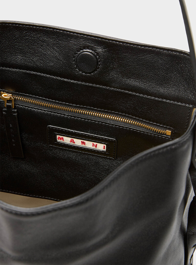 MARNI Black Lambskin leather hobo bag for women
