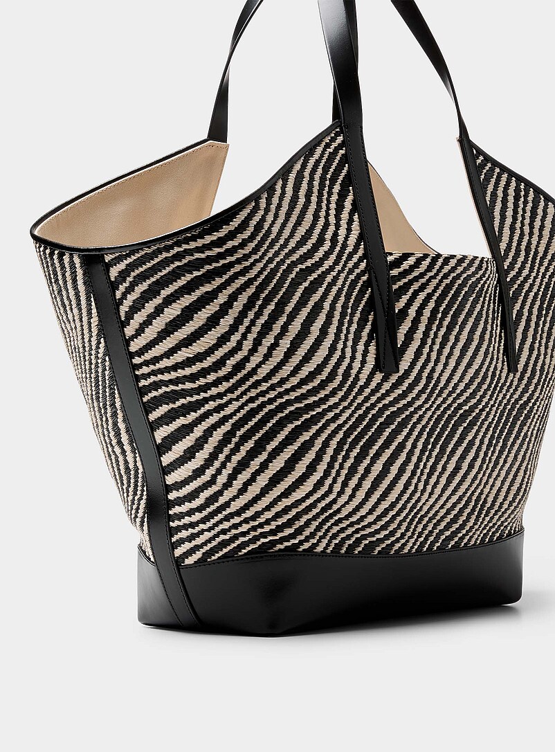 MARNI Black and White Shopper zebra print tote bag for women