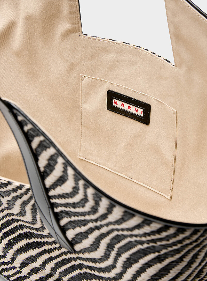 MARNI Black and White Shopper zebra print tote bag for women