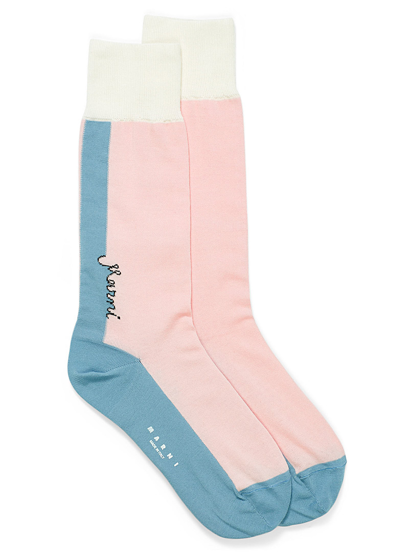 MARNI Pink Colour block socks for women