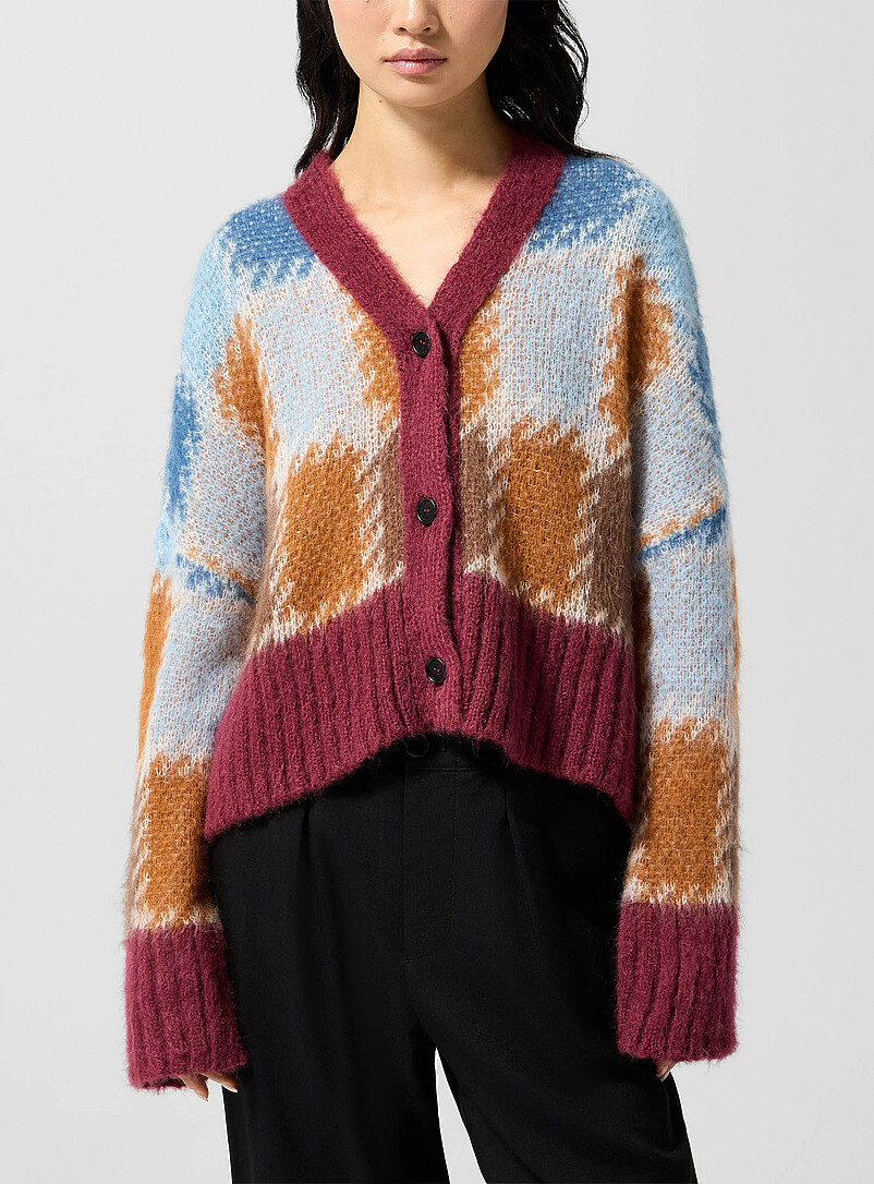 Checkered mohair cardigan product image (primary)