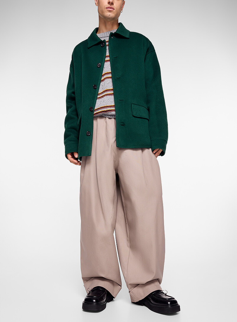 Pleated cuffed loose barrel-leg pant product image (primary)