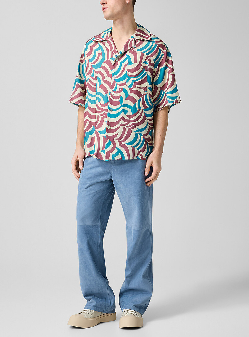Openwork Blue Suede Pant