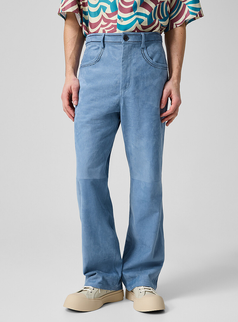 Openwork blue suede pant product image 2