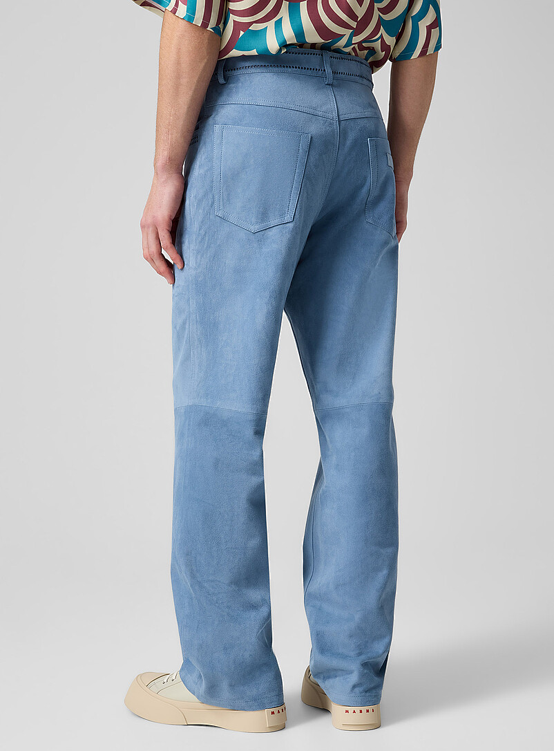 Openwork blue suede pant product image 3