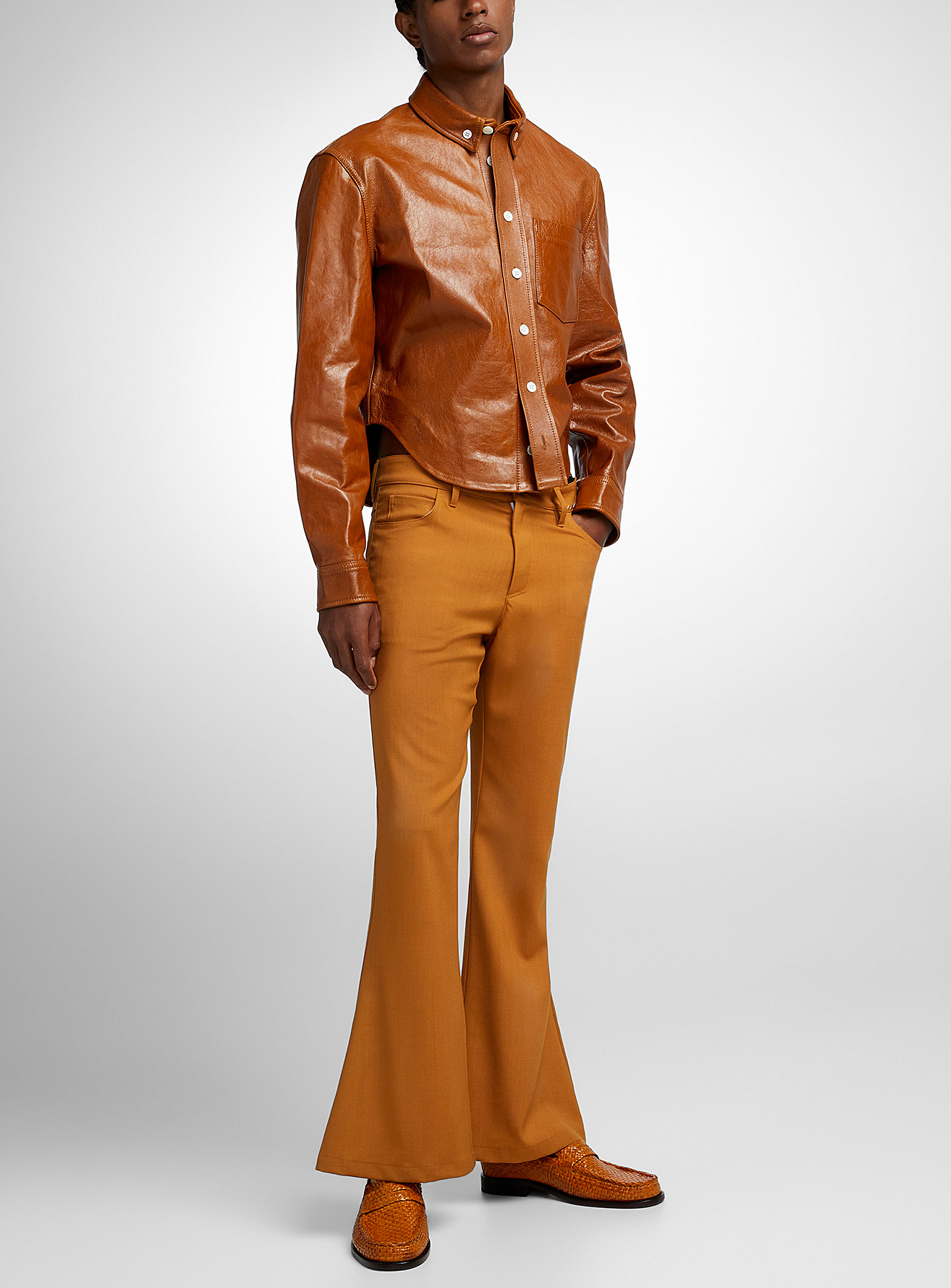 Marni Dark Orange Mohair And Wool Flared Pant In Brown