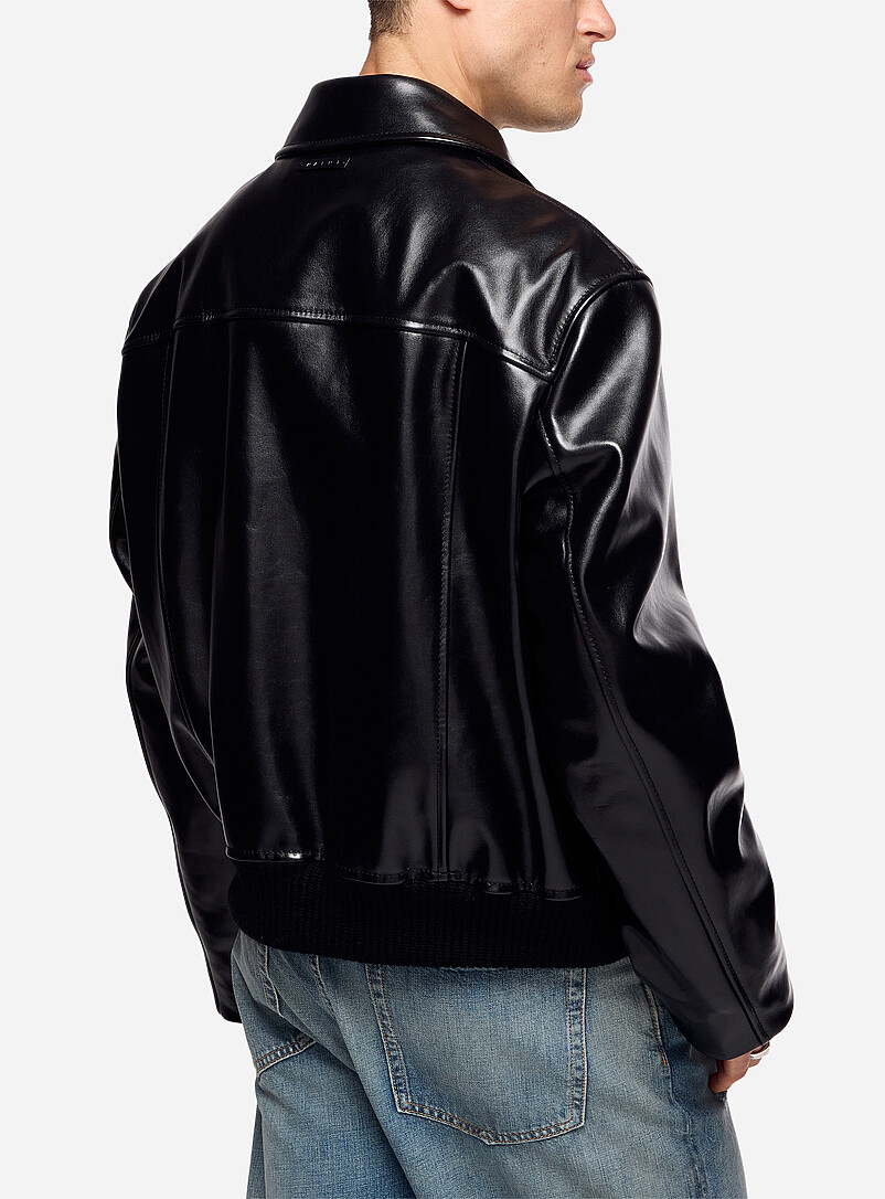 Zip-up leather trainer jacket product image 3
