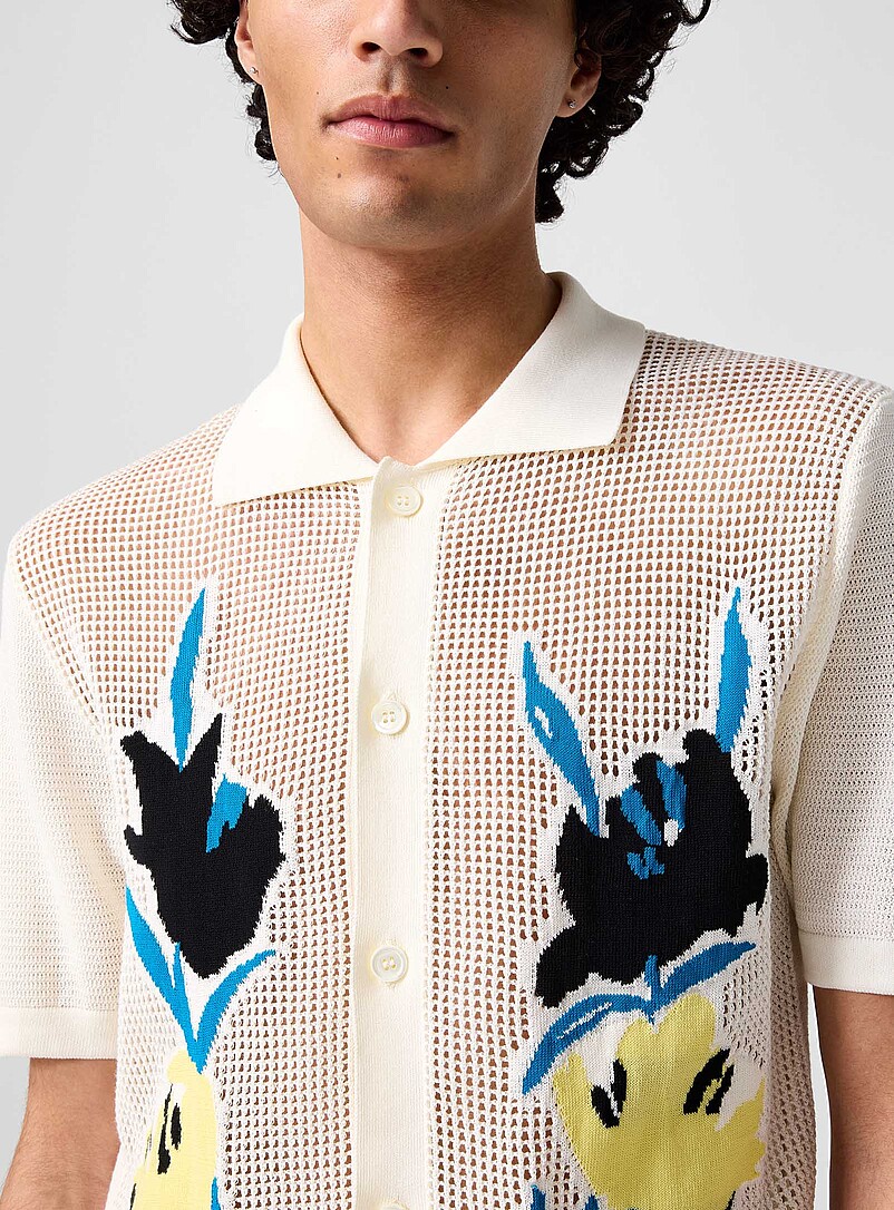 Floral motif short-sleeve openwork cardigan product image 2
