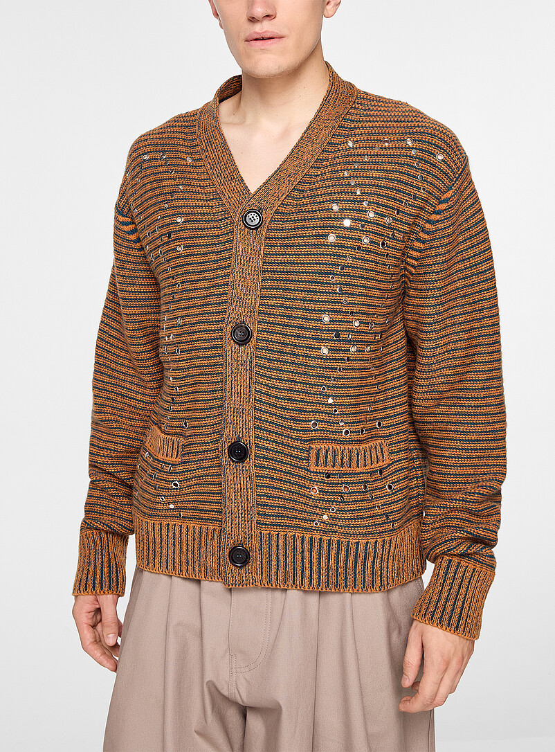 Studs and eyelets stripes cardigan product image (primary)