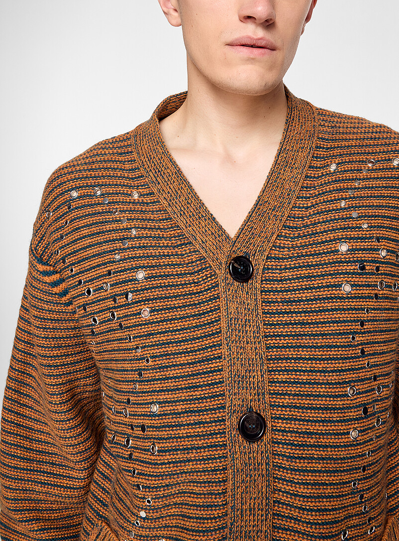 Studs and eyelets stripes cardigan product image 2