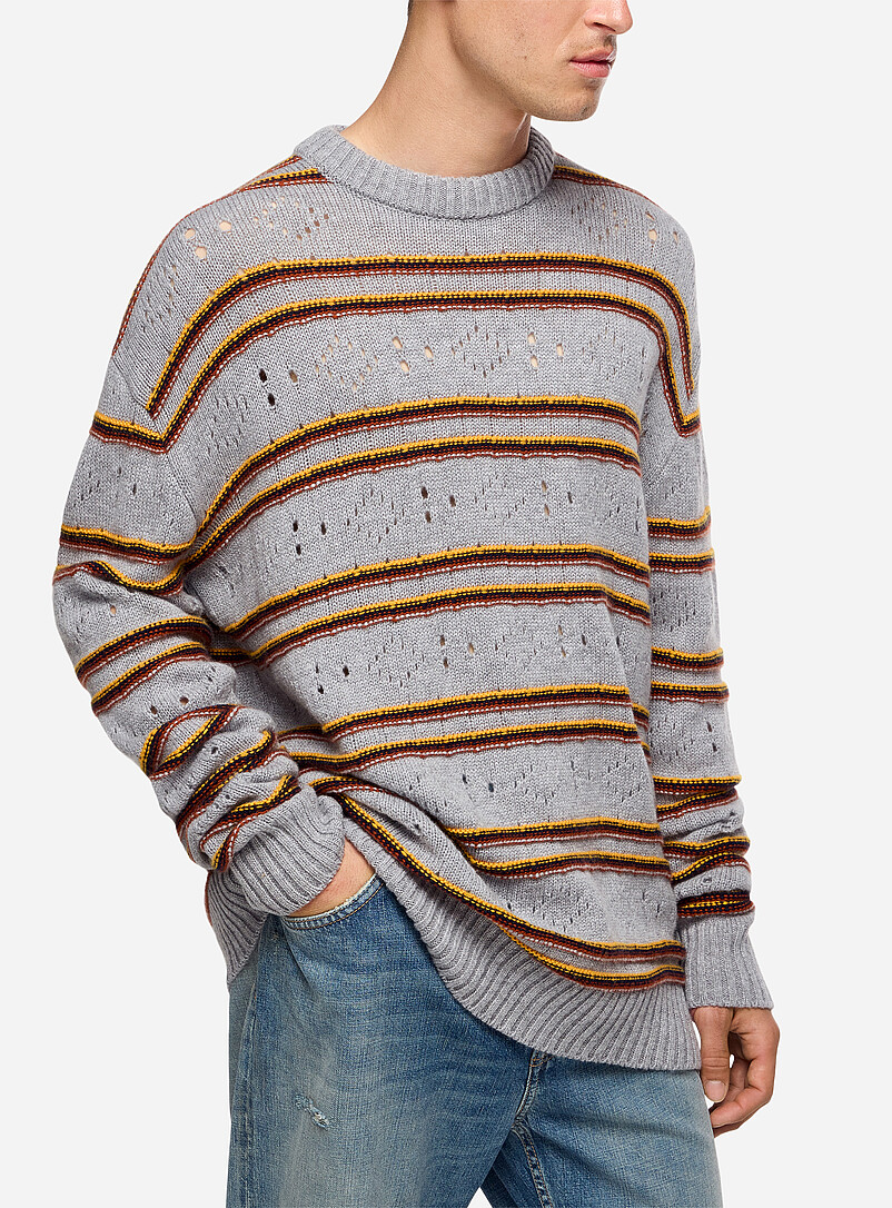 Striped openwork pure cashmere sweater product image (primary)