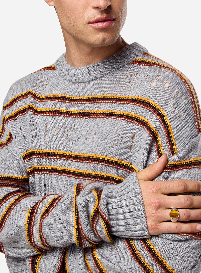 Striped openwork pure cashmere sweater product image 2