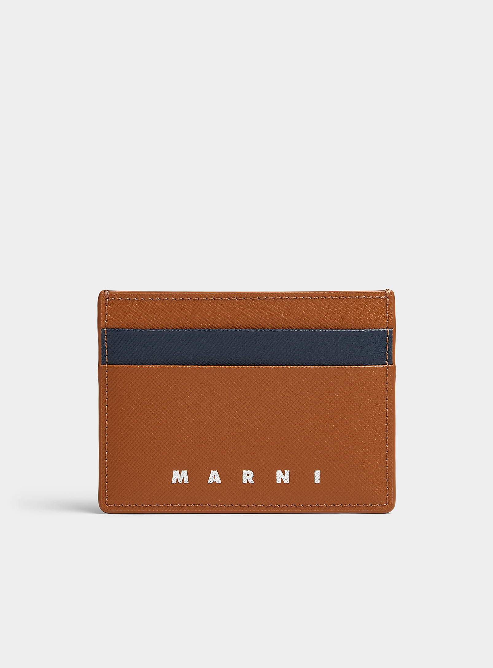 Marni Two-tone Card Case In Tan