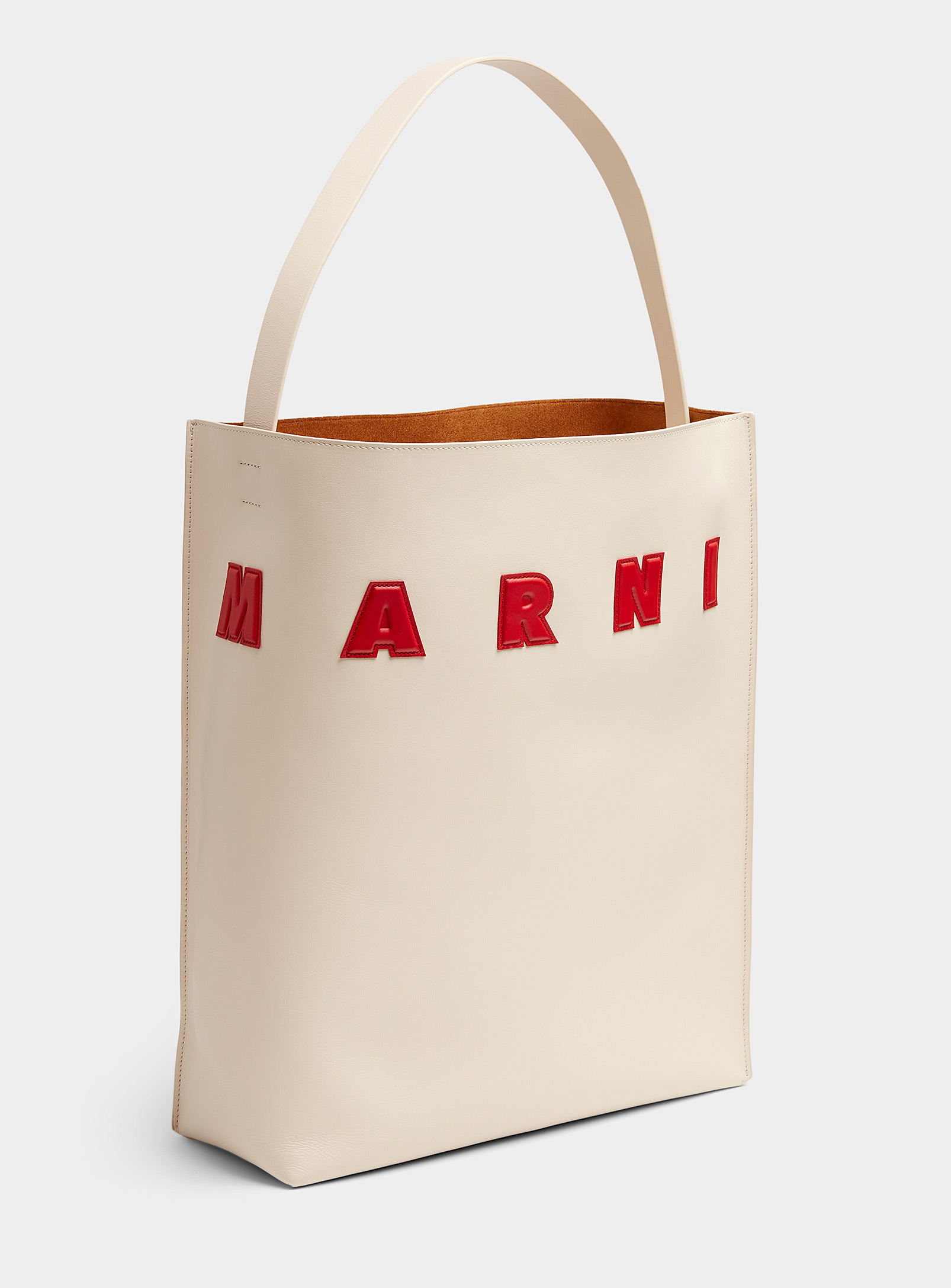 Marni Large Museo Soft Bag In Ivory White