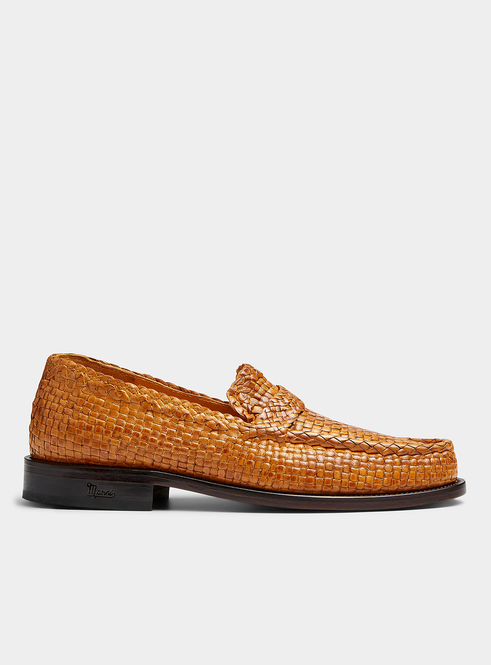 Marni Bambi Woven Penny Loafers Men In Sand