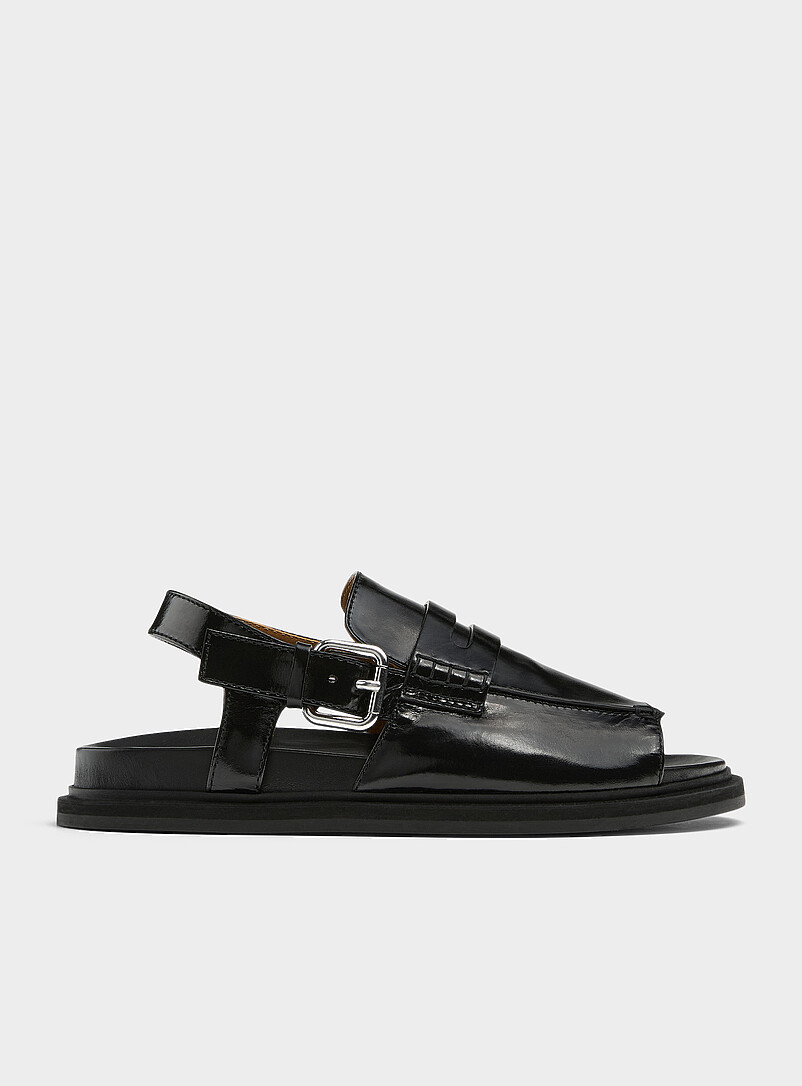 Black leather loafer sandal Men product image (primary)