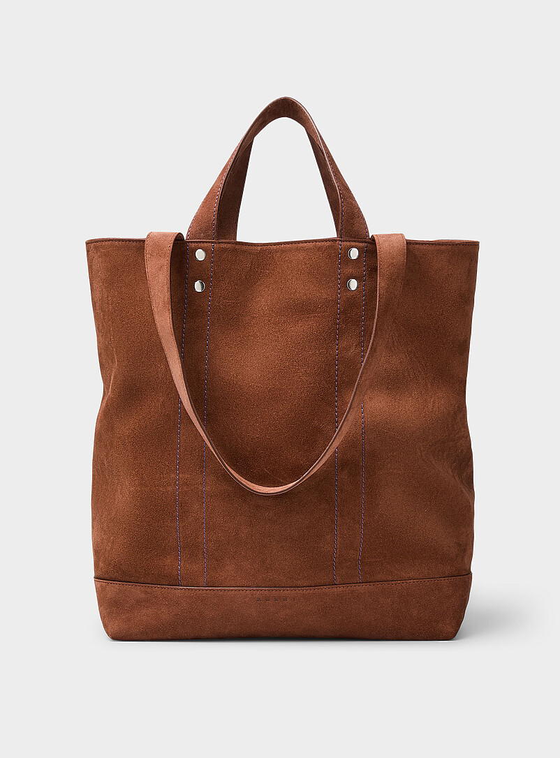 Large tobacco suede tote bag product image (primary)