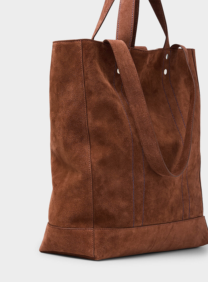 Large tobacco suede tote bag product image 2