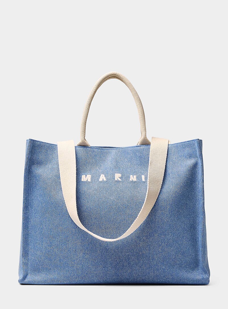 Logo small denim tote bag product image (primary)