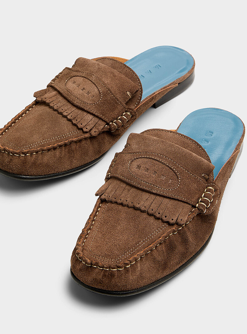Suede fringe loafer mule Men product image (primary)