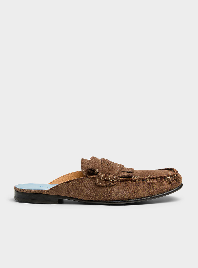 Suede fringe loafer mule Men product image 2