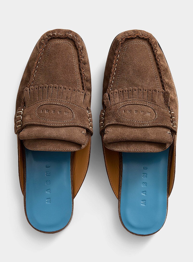Suede fringe loafer mule Men product image 3