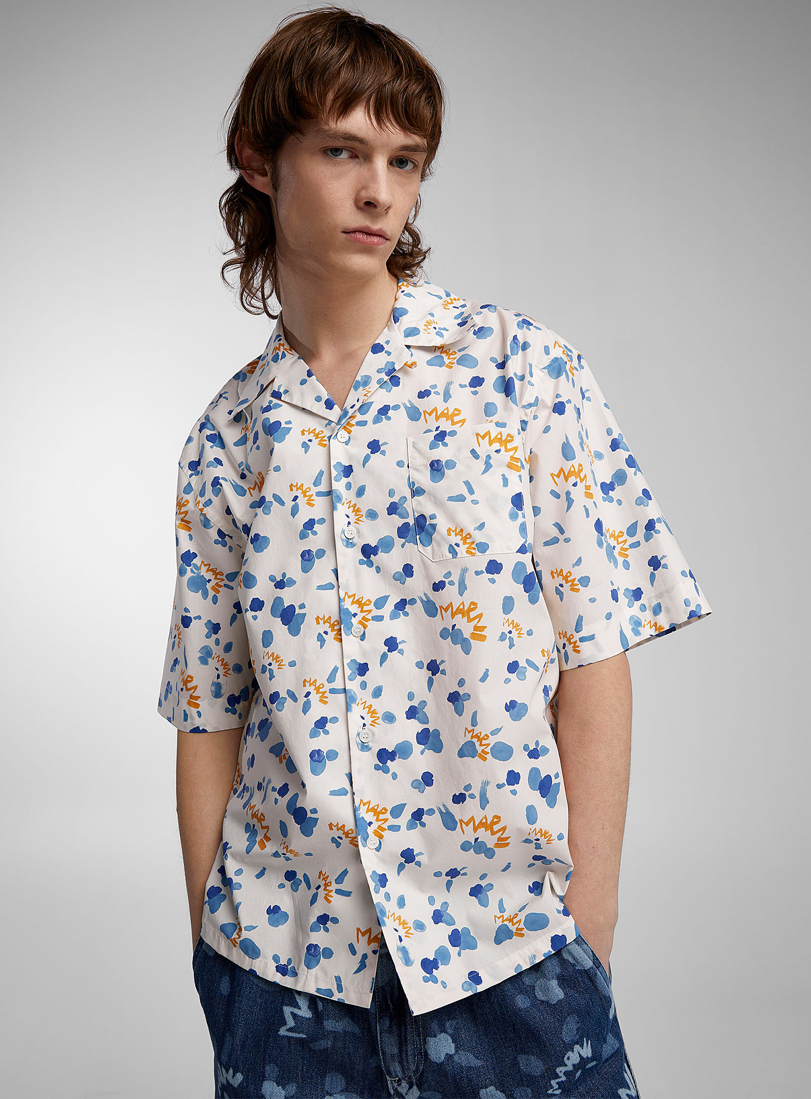 Shop Marni Dripping Flowers Shirt In White
