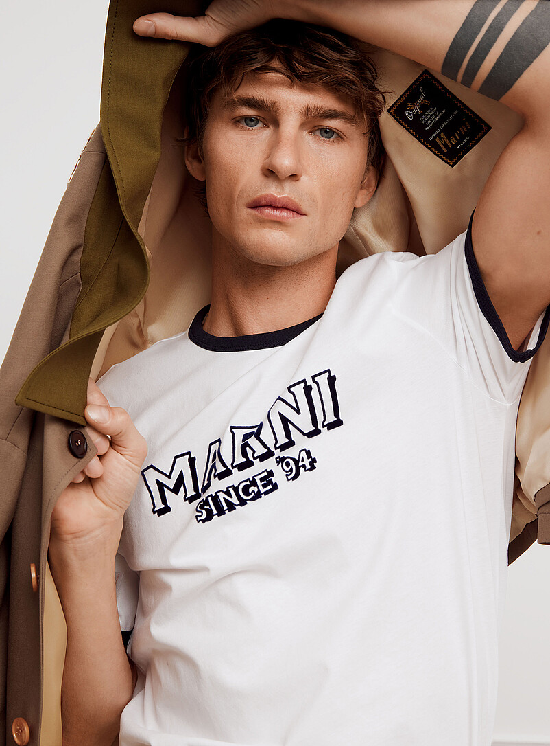 Flocked-Logo Ringer T-Shirt