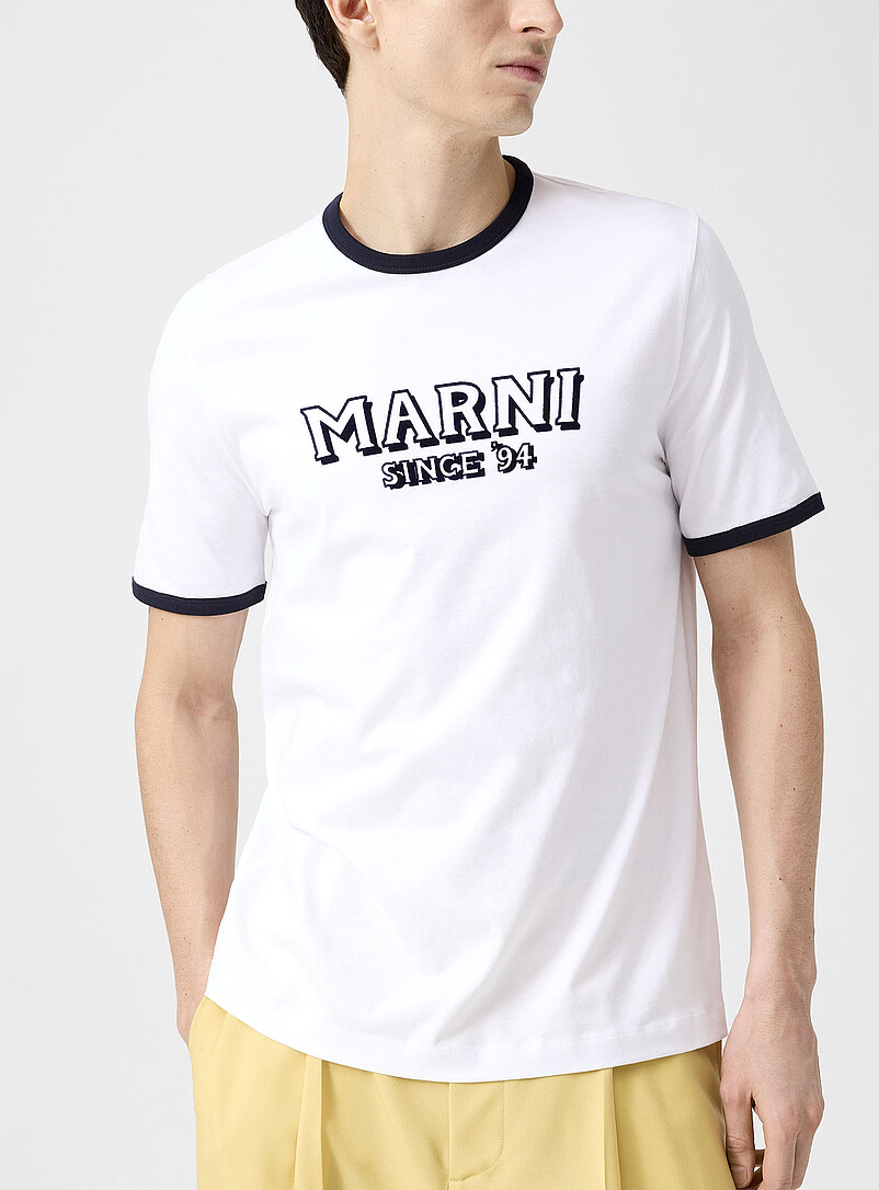 Flocked-logo ringer T-shirt product image 2