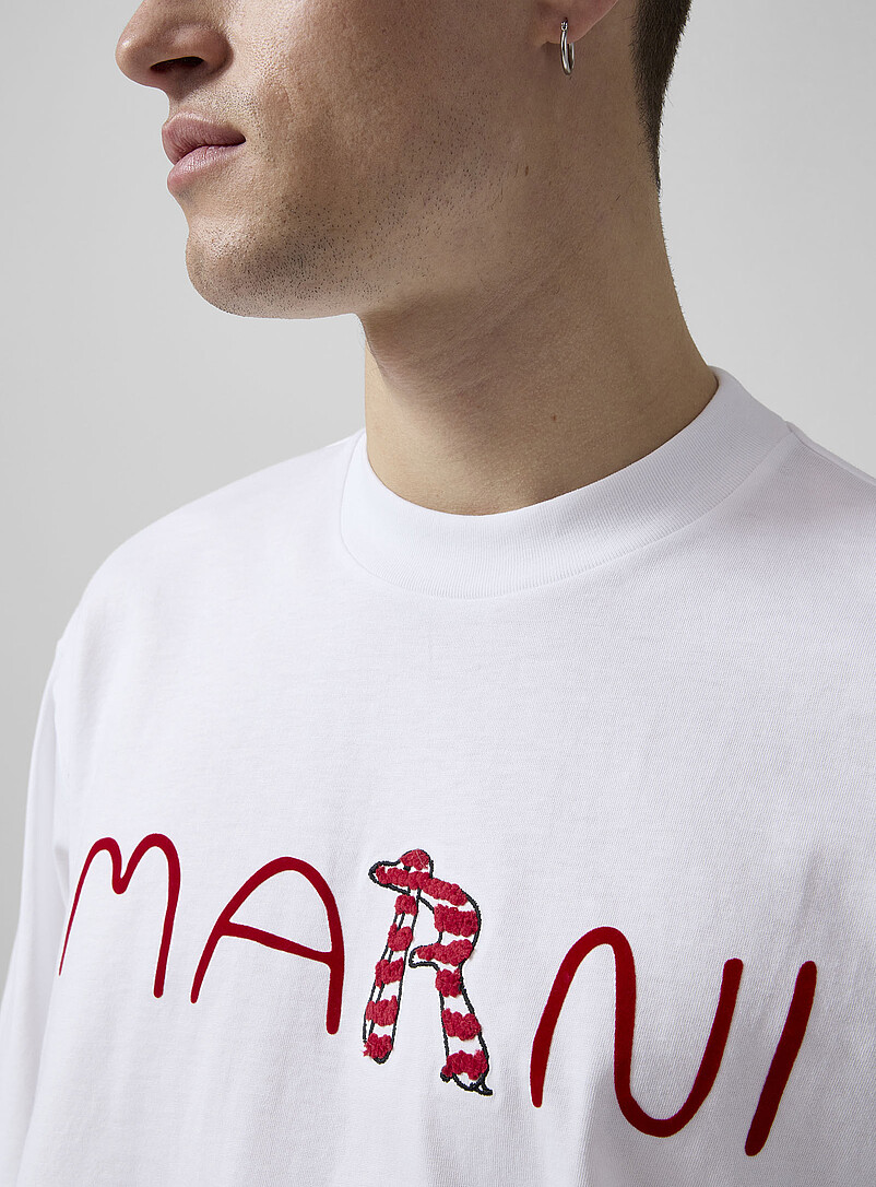 Stylized red logo T-shirt product image 2
