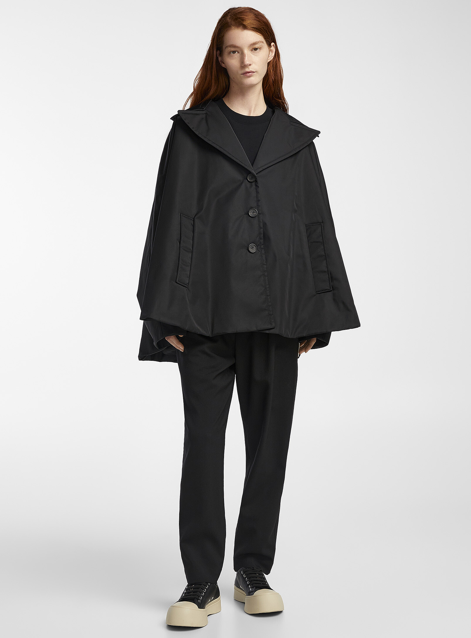 Marni Sleeveless Cape Coat In Black