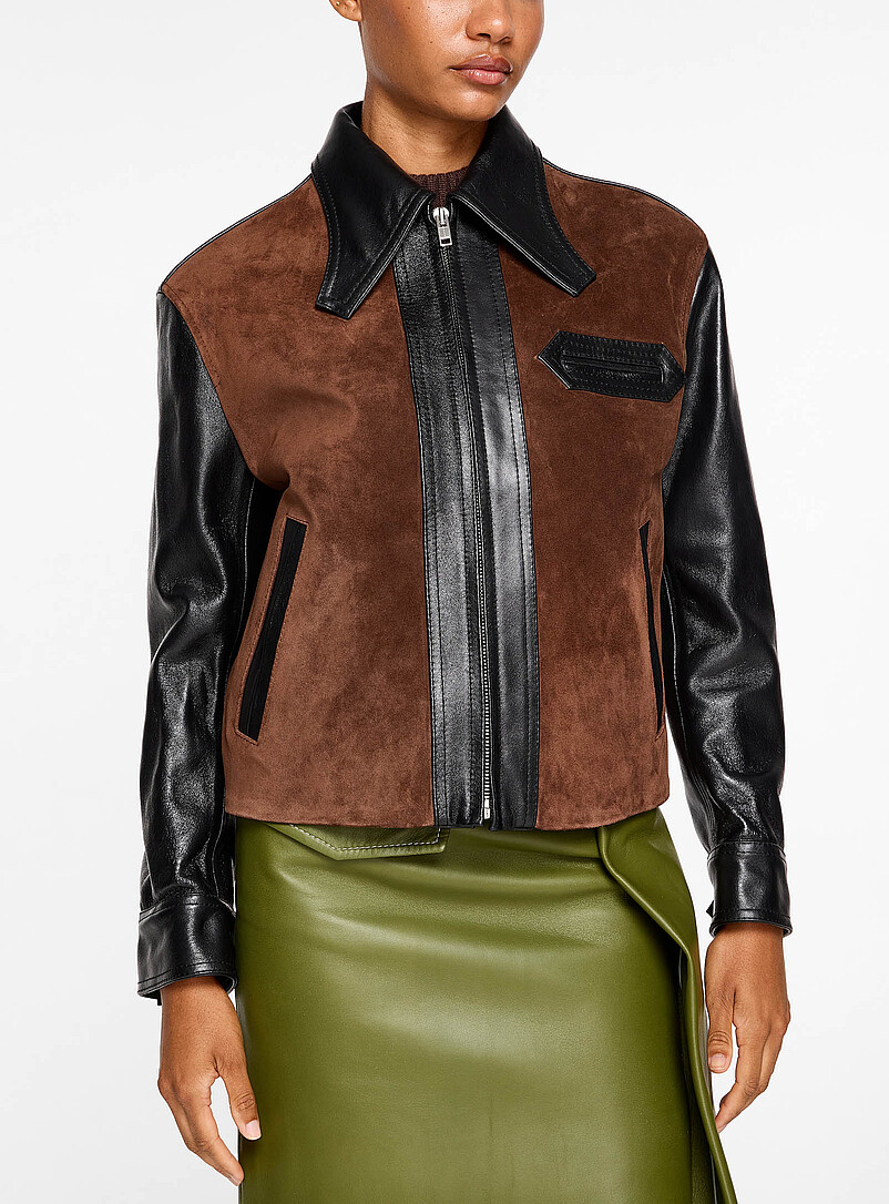 Leather and suede shirt-collar jacket product image 2