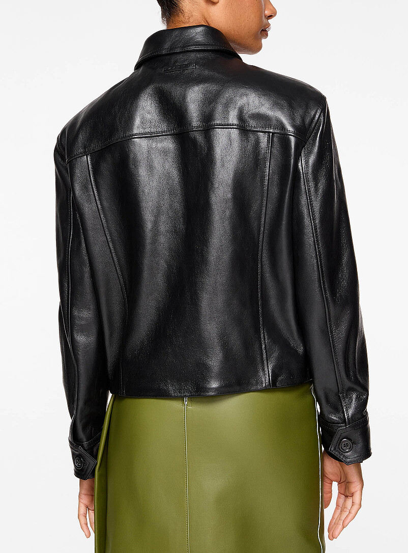 Leather and suede shirt-collar jacket product image 3