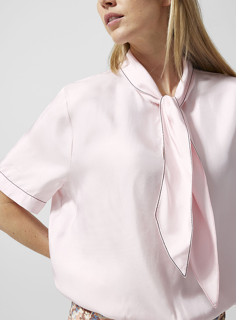 Satiny tie-collar blouse product image 2