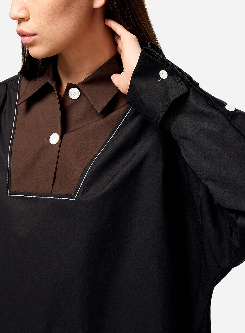 Contrasting shirt collar poplin blouse product image 2