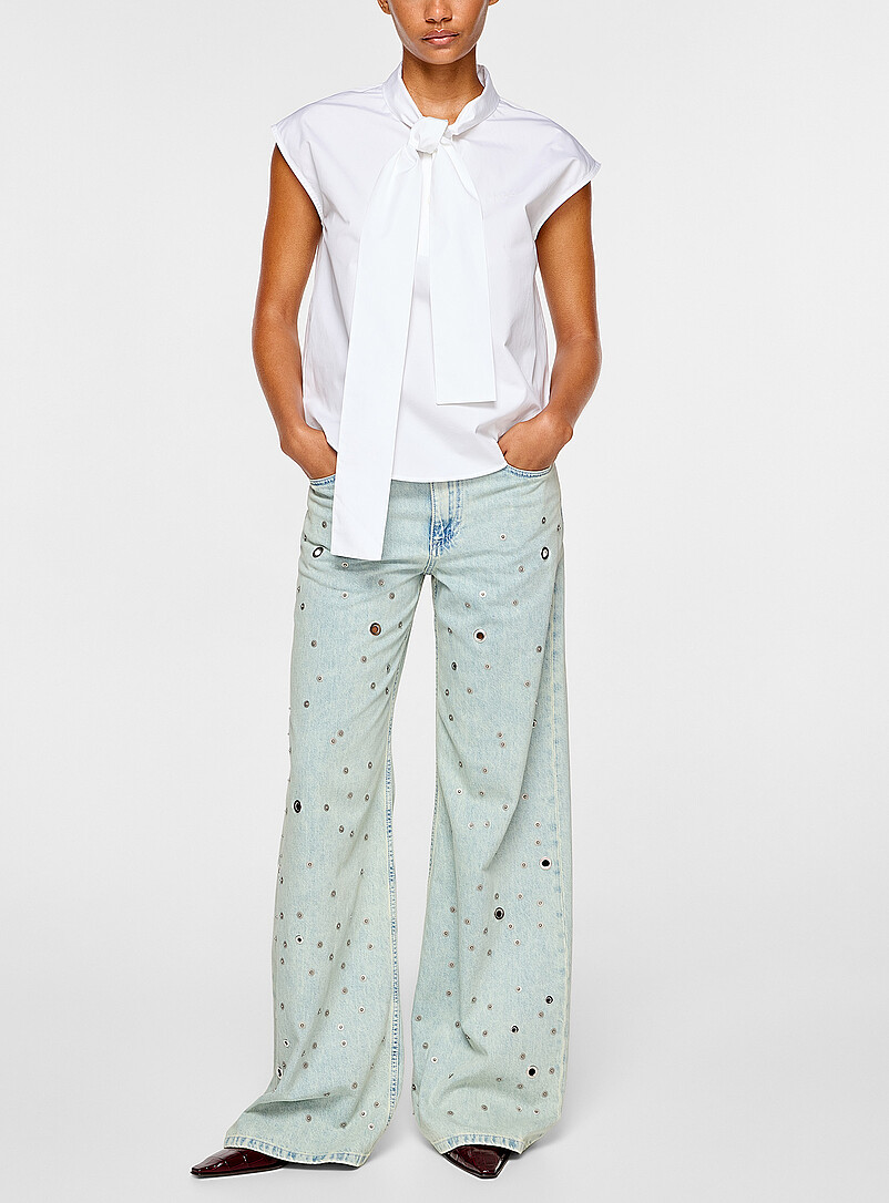 Poplin tie-neck blouse product image 2