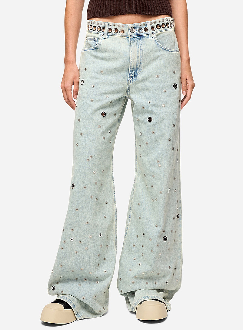 Studs and eyelets wide-leg jean product image 2