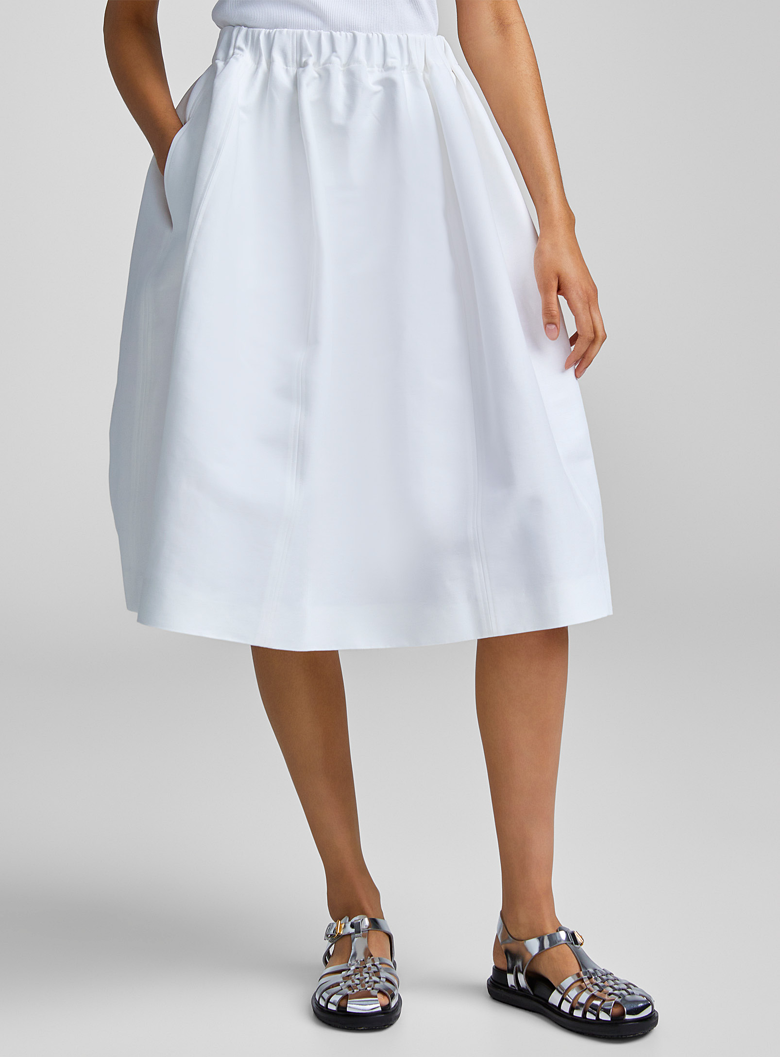 Shop Marni Oval Midi Skirt In White