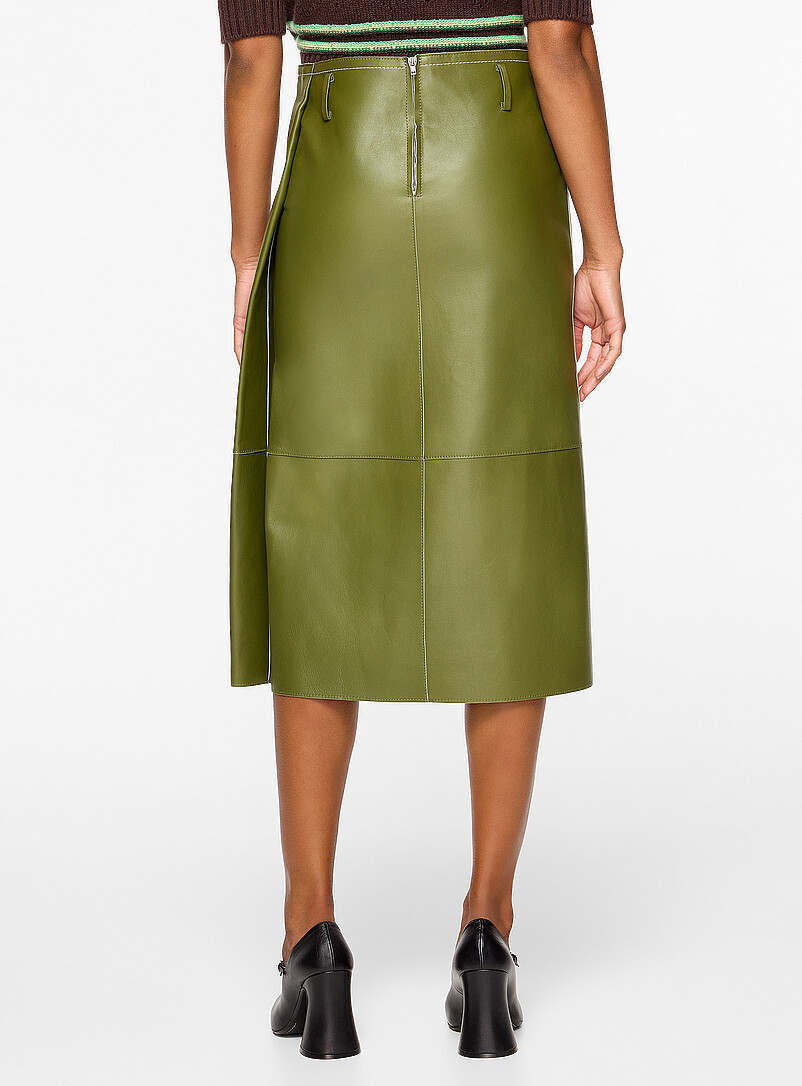Flap pocket pleated leather midi skirt product image 3