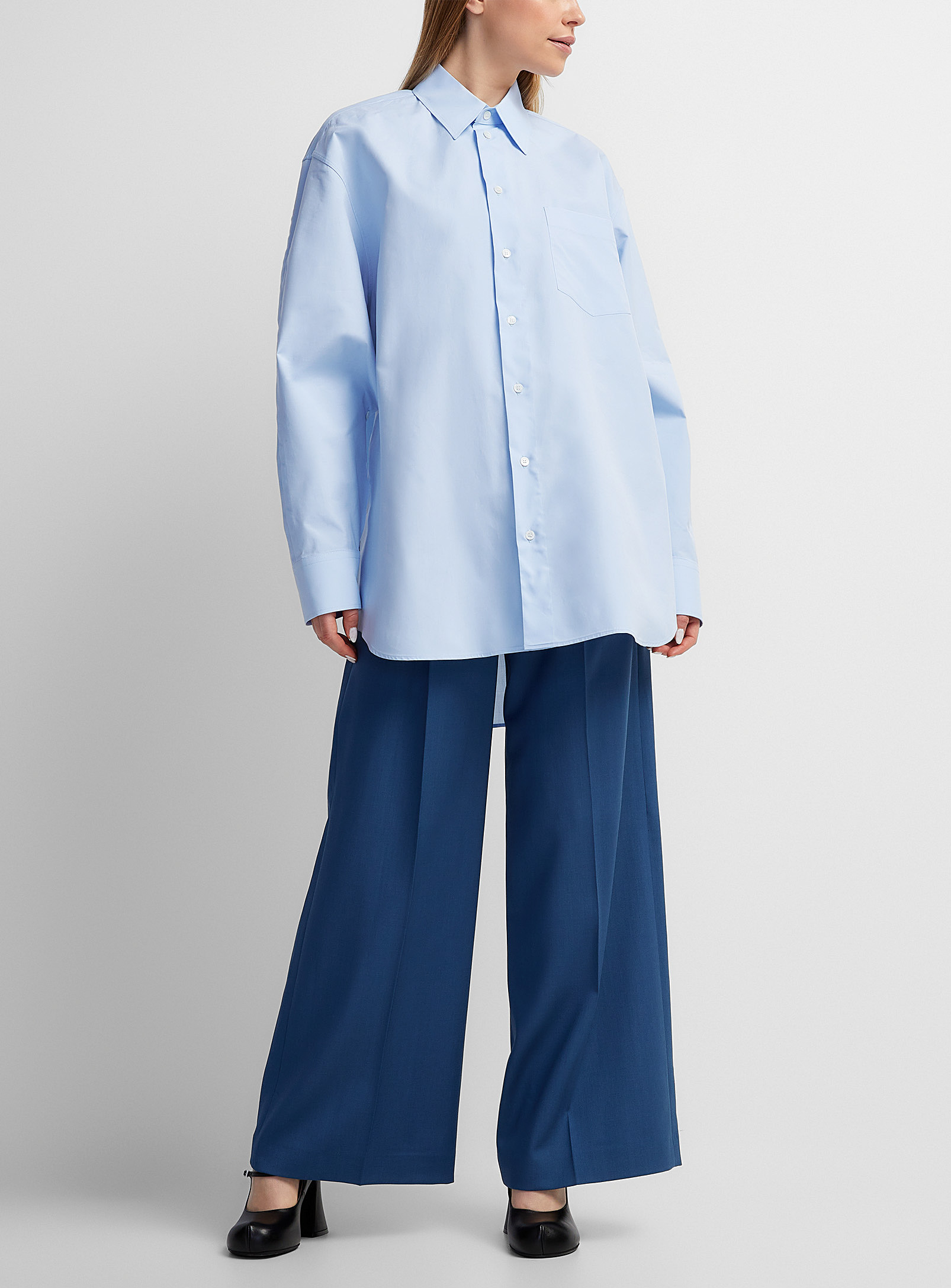 Marni Raw-cut Slit Shirt In Blue