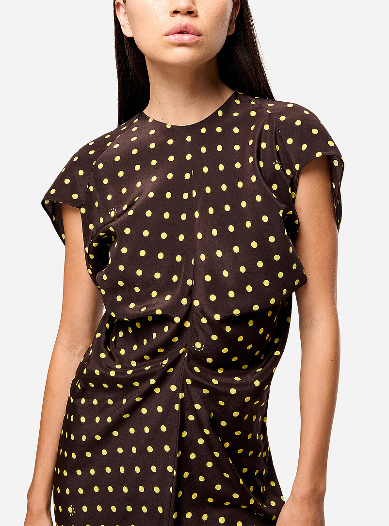 Yellow polka dots espresso silk midi dress product image 2